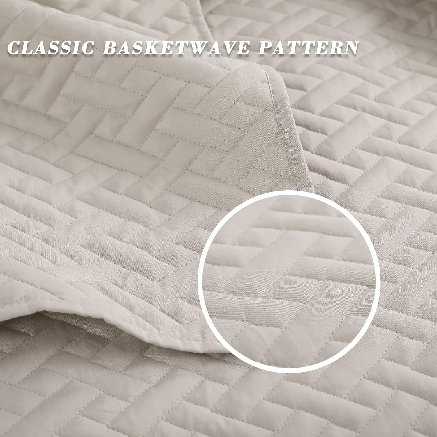 Exclusivo Mezcla Full Queen Quilt Bedspread Set with Basket Weave Pattern