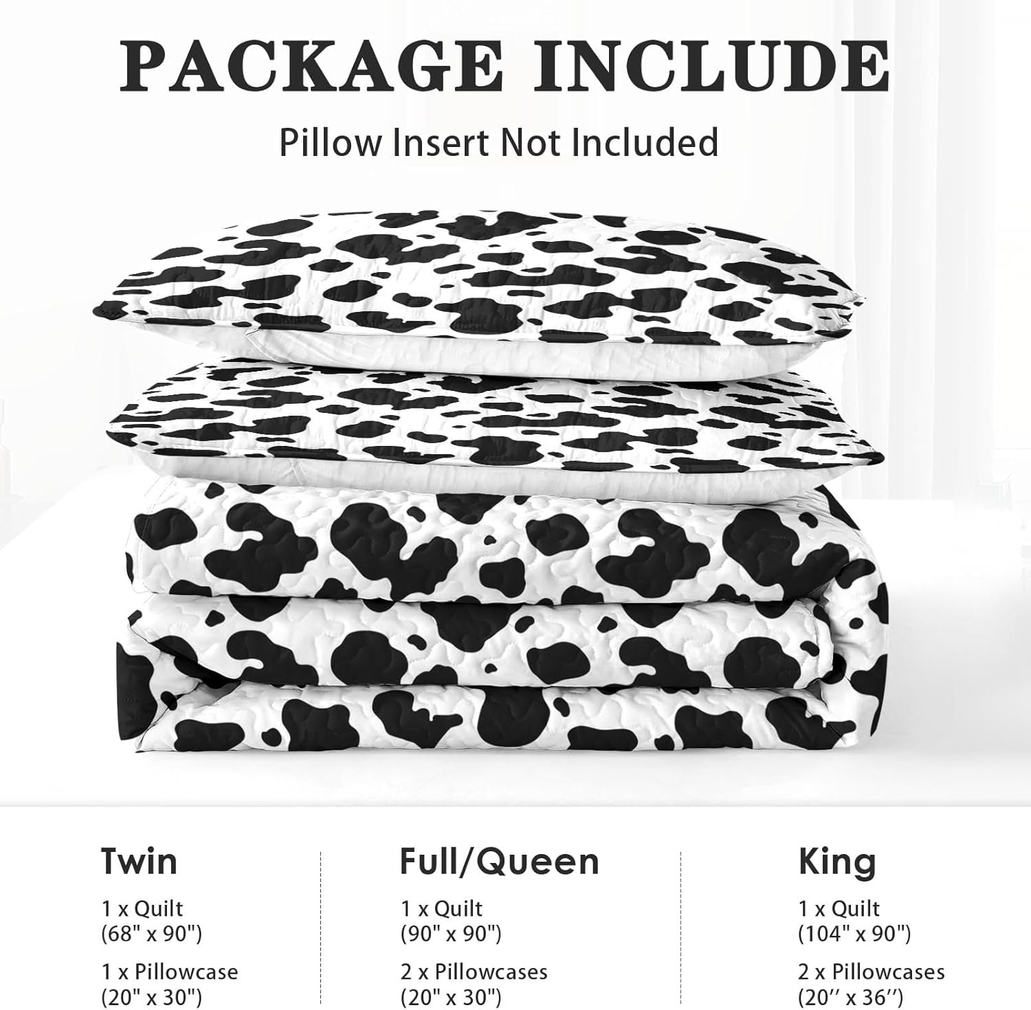 Pamnest Quilt Set Full Queen 3 Pcs Cow Print Bedding