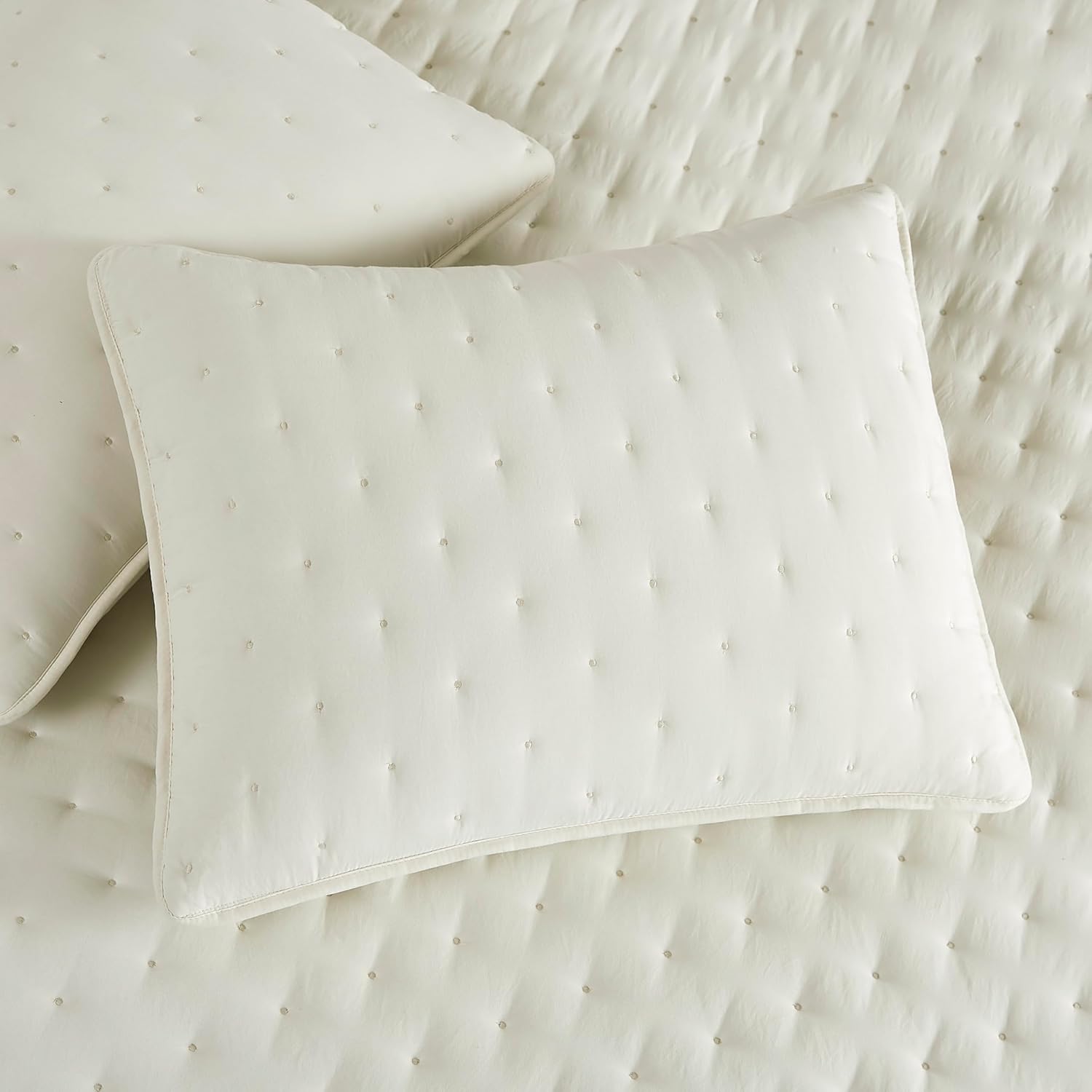 WDCOZY Ivory Cloud Quilt Twin Bedding Set