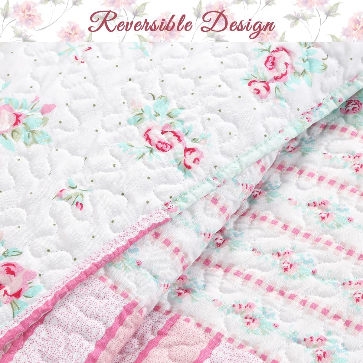 Cozy Line Bloom Floral Reversible Quilt Bedding Set Twin 2 Piece