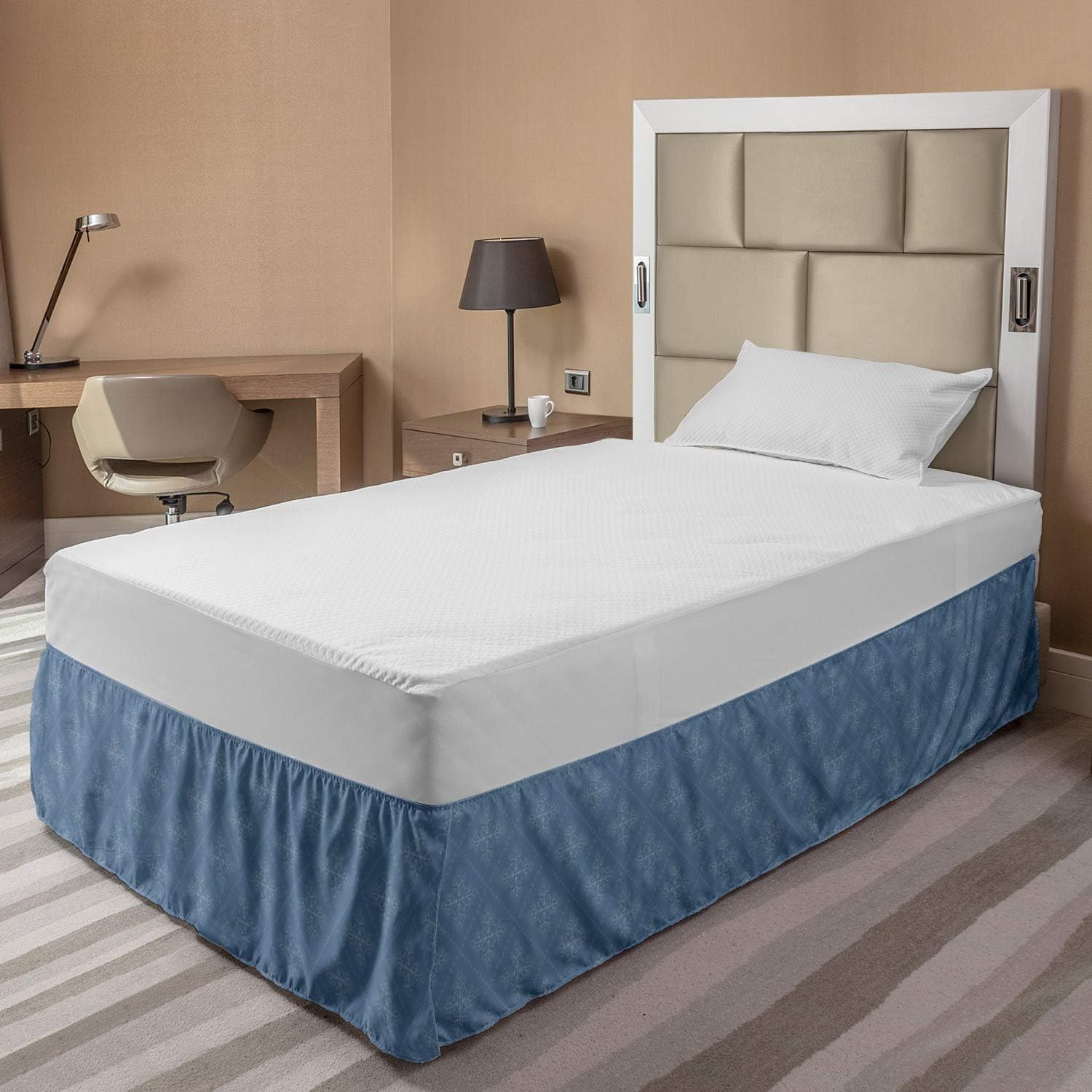 Lunarable Mid Century Bed Skirt with Elastic Wrap