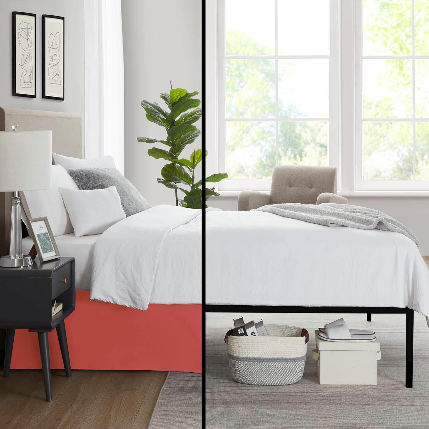 Nestl Orange Full XL Bed Skirt 14 Inch Drop 1