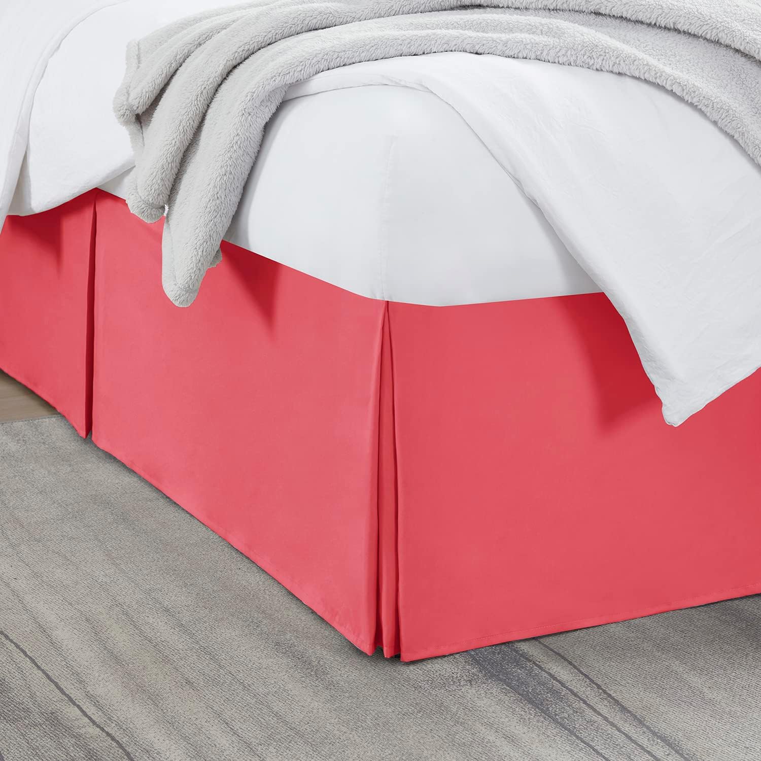 Nestl Coral Pink Cal King Bed Skirt 14 Inch Drop