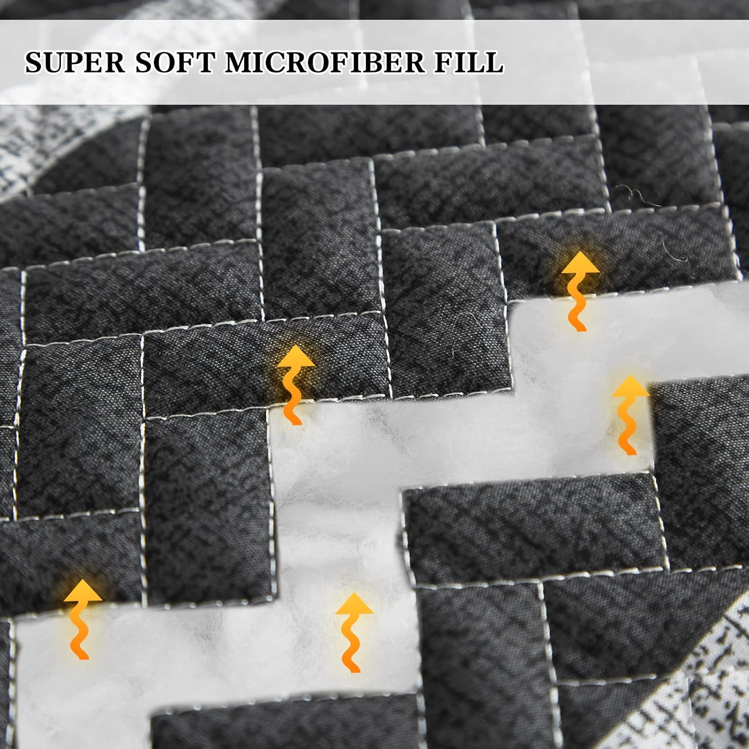 Flysheep Dark Grey Boho Quilt Set King Size 3 Pcs