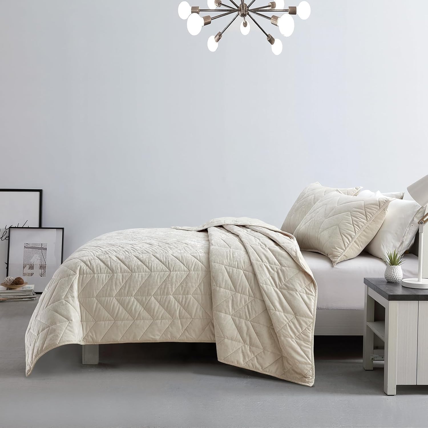 HUMESIIL Queen Quilt Bedding Set - Luxury Velvet Summer Quilt