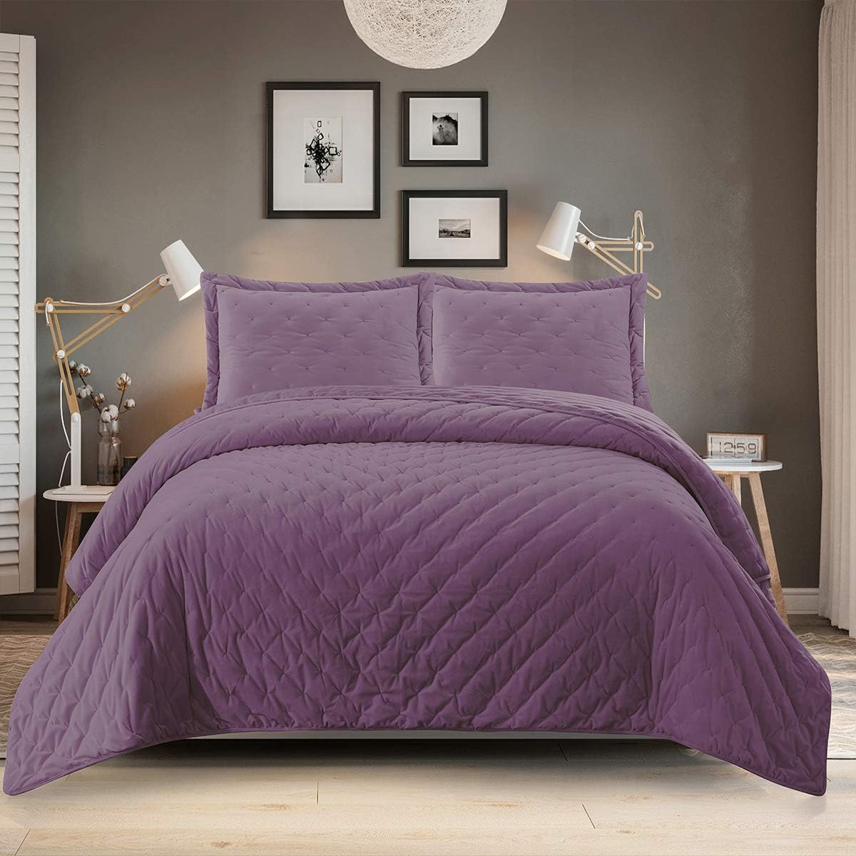 Royal Tradition Velvet Purple Fluffy Quilt Set 2pc Twin XL Oversized