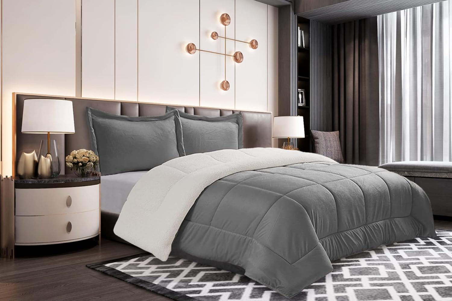 Elegant Comfort 3-Piece Sherpa Comforter Set