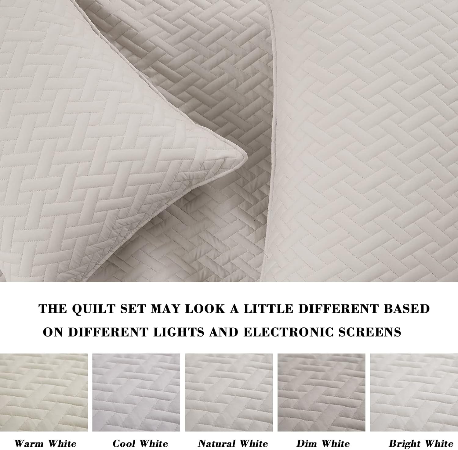 Exclusivo Mezcla Full Queen Quilt Bedspread Set with Basket Weave Pattern