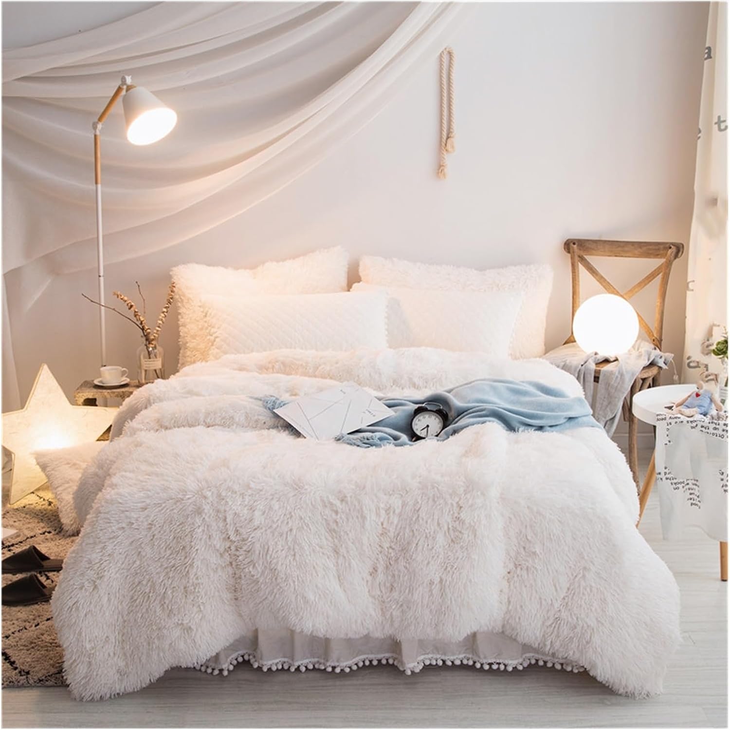 4Pcs Green Plush Velvet Duvet Cover Set Super King
