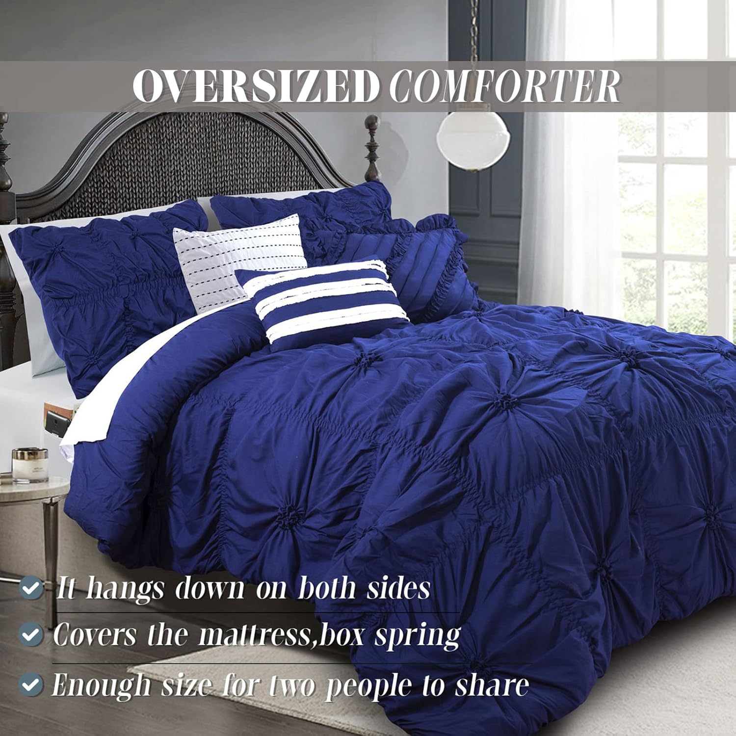 Elegant Comfort Amy 12-Piece Comforter Set Queen Blue