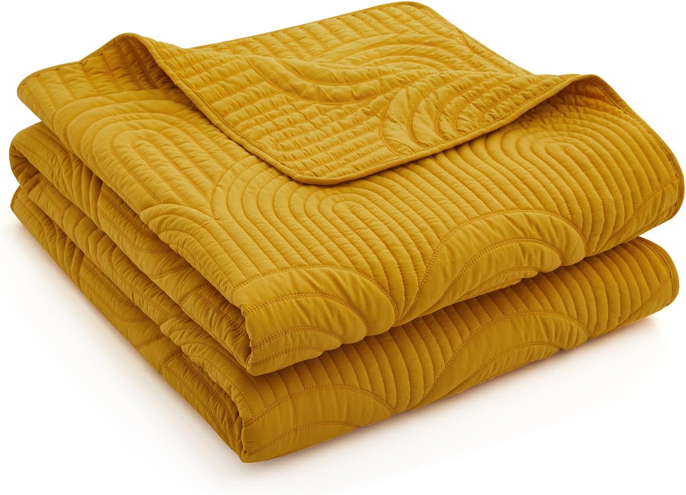 Safonory Mustard Yellow Quilt Set Twin Size