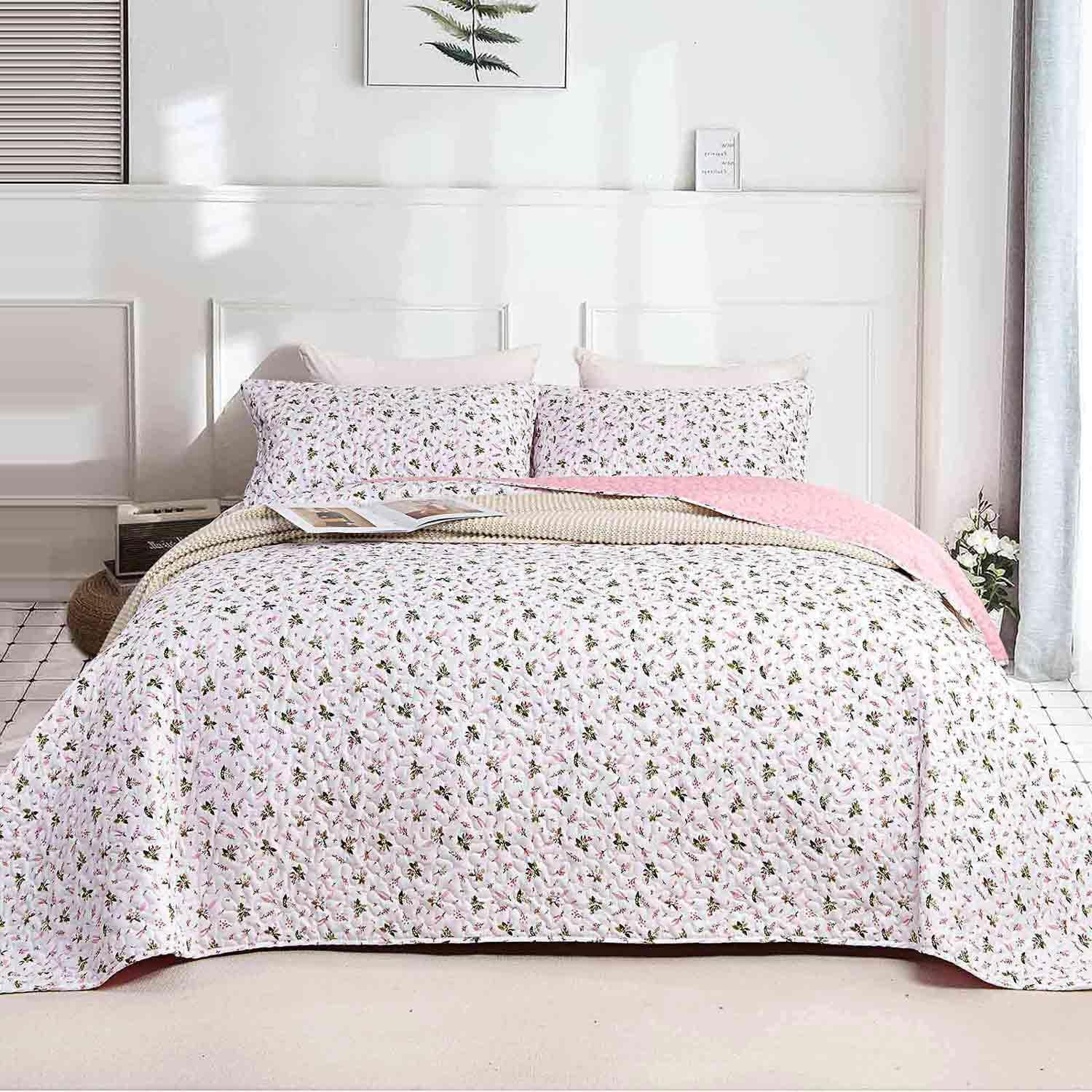 Nanko Floral Quilt Set Queen Full 3 Pcs