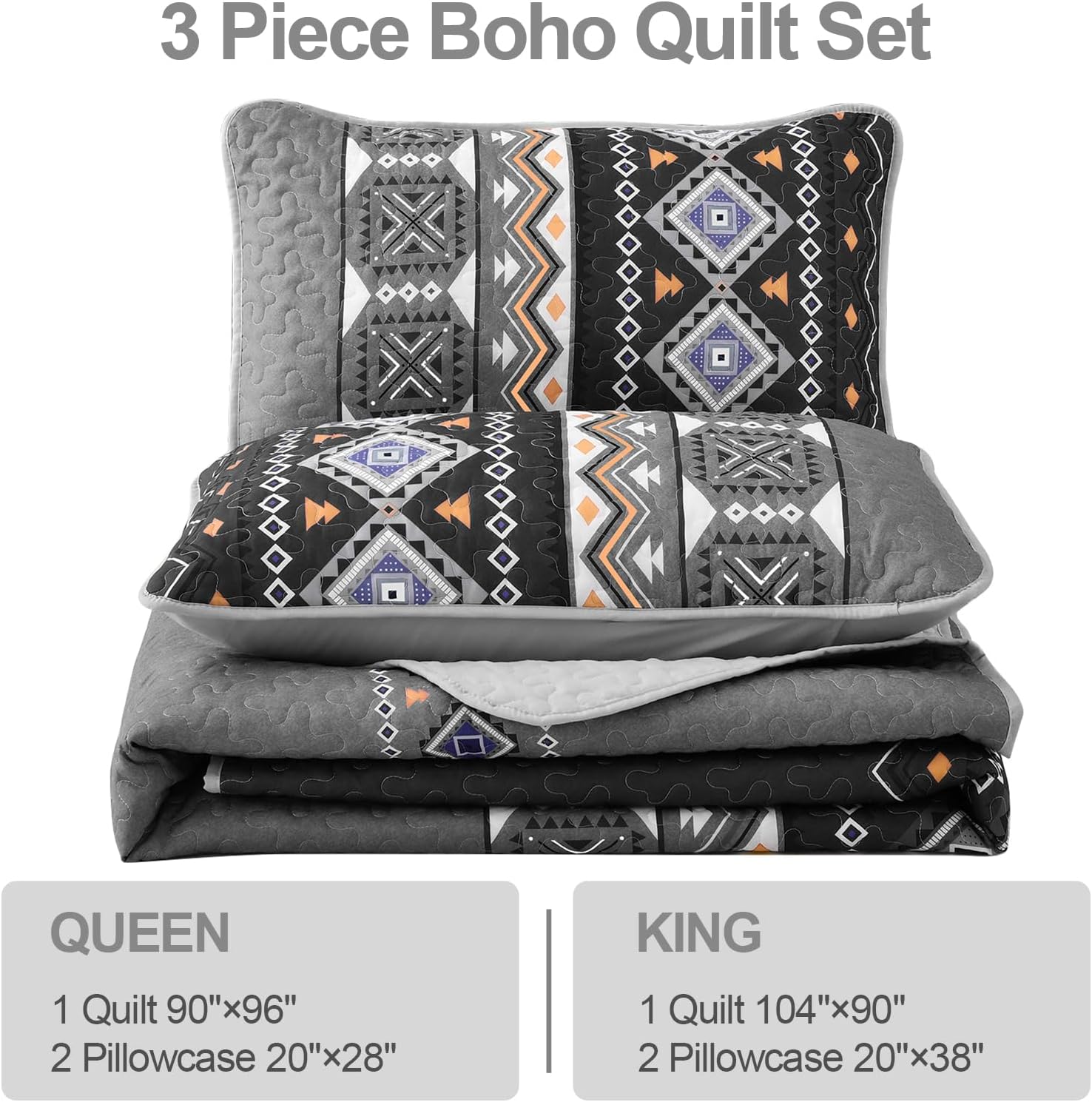 WONGS BEDDING Boho Quilt Set Queen 1
