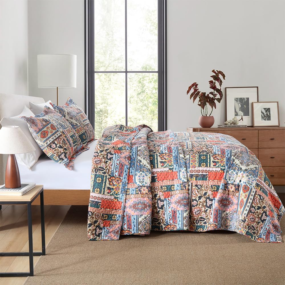 Autumn Dream Cotton Quilt Set 3-Piece Reversible Bedspread