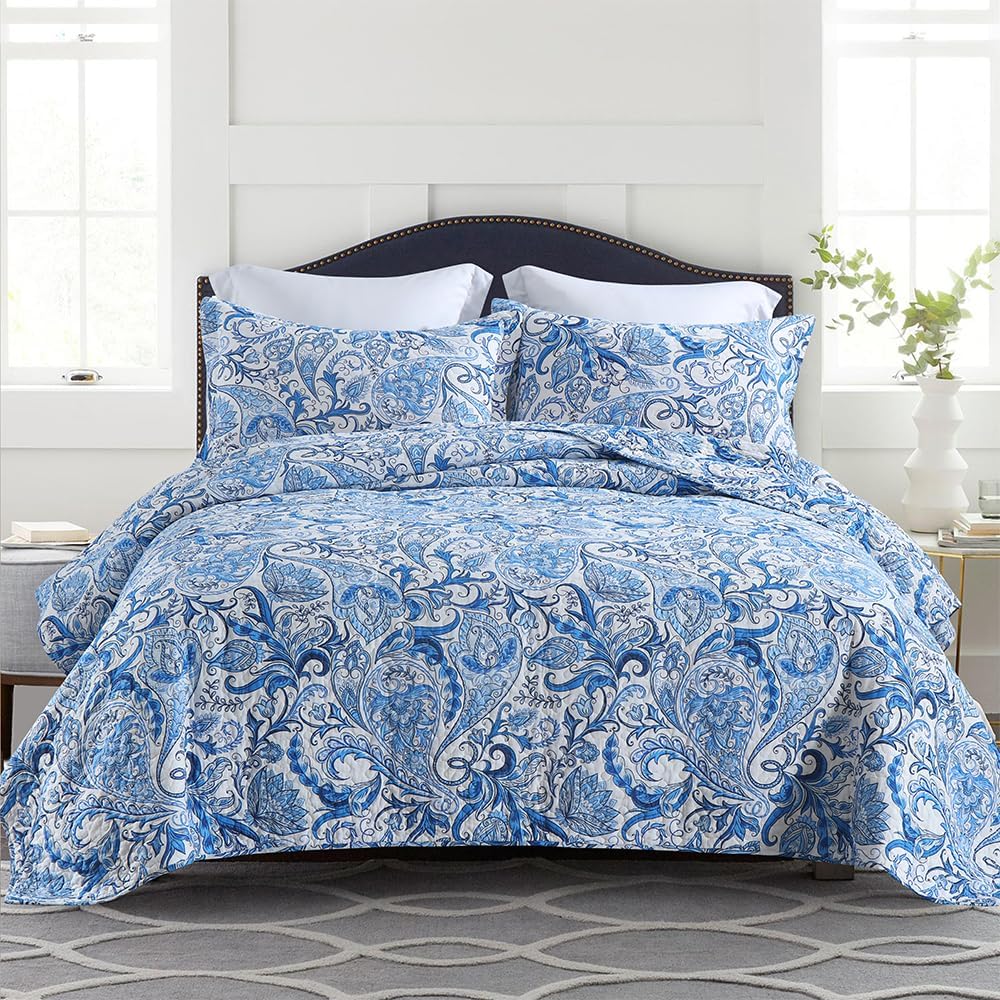 Camandy Cotton Quilt Bedding Set Reversible 3 Pieces King Size
