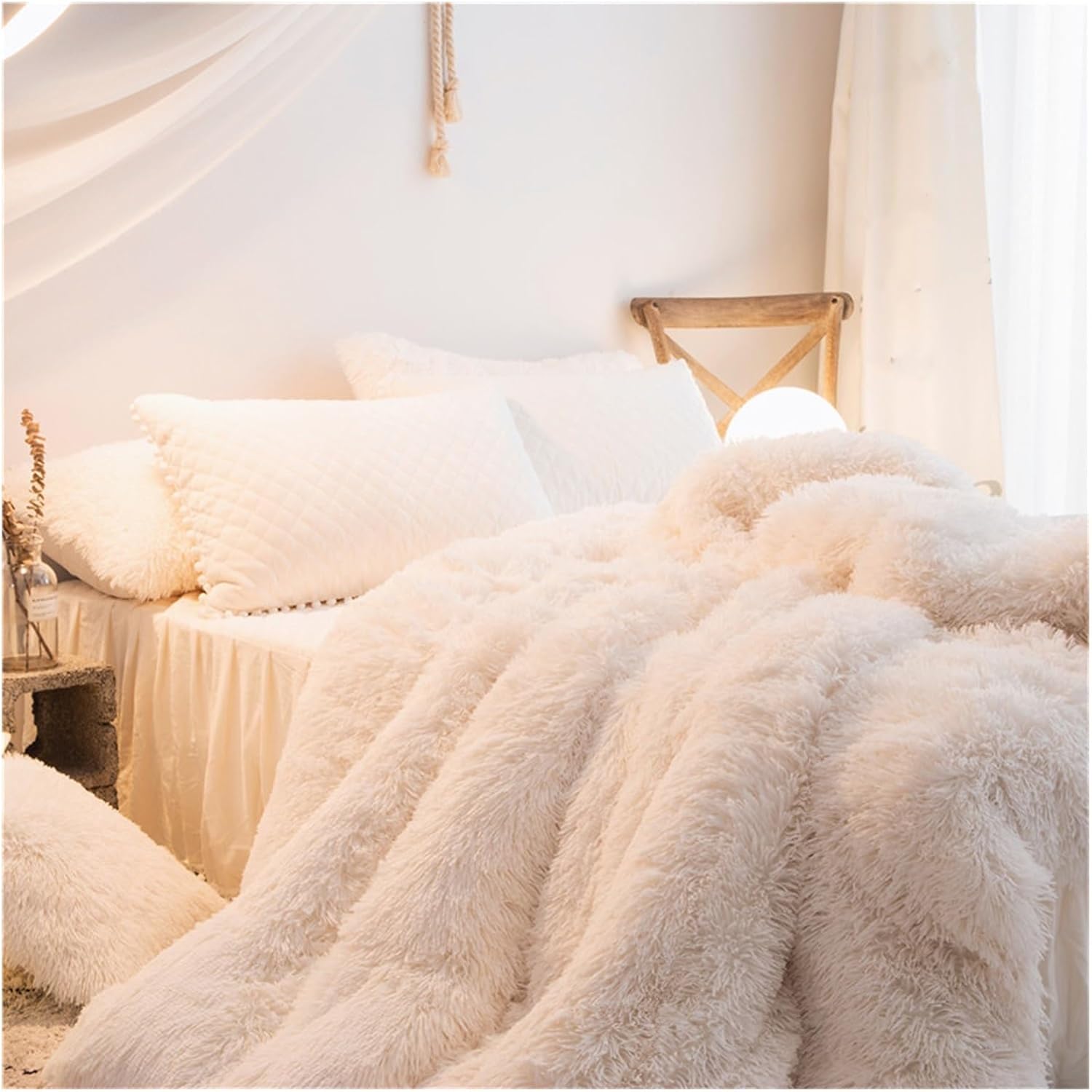 4Pcs Green Plush Velvet Duvet Cover Set Super King