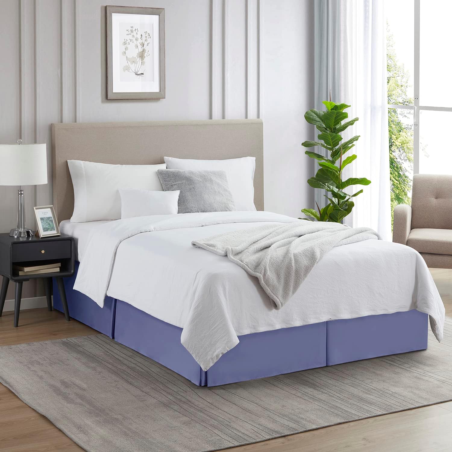 Nestl Steel Blue Full XL Bed Skirt - 14 Inch Drop