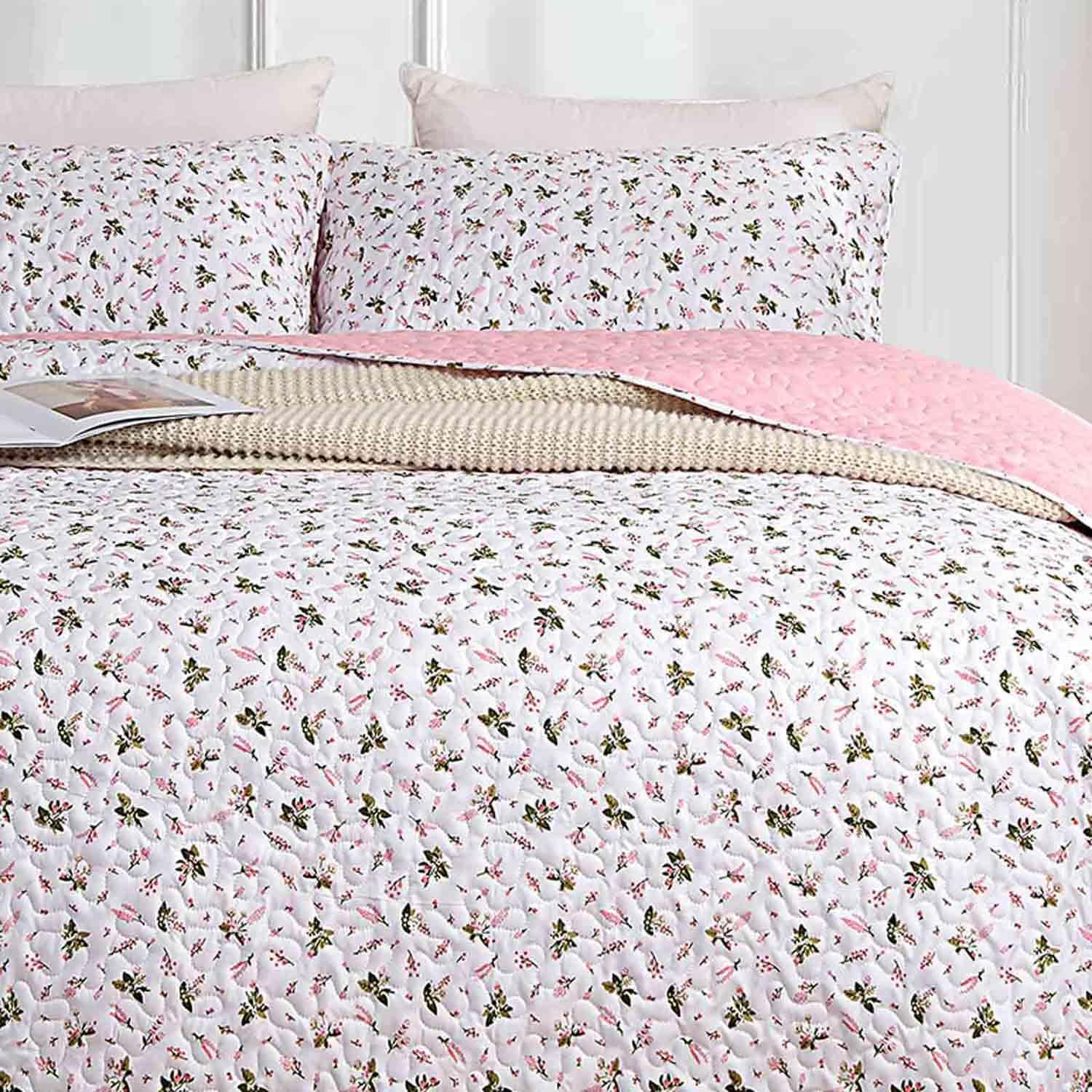 Nanko Floral Quilt Set Queen Full 3 Pcs