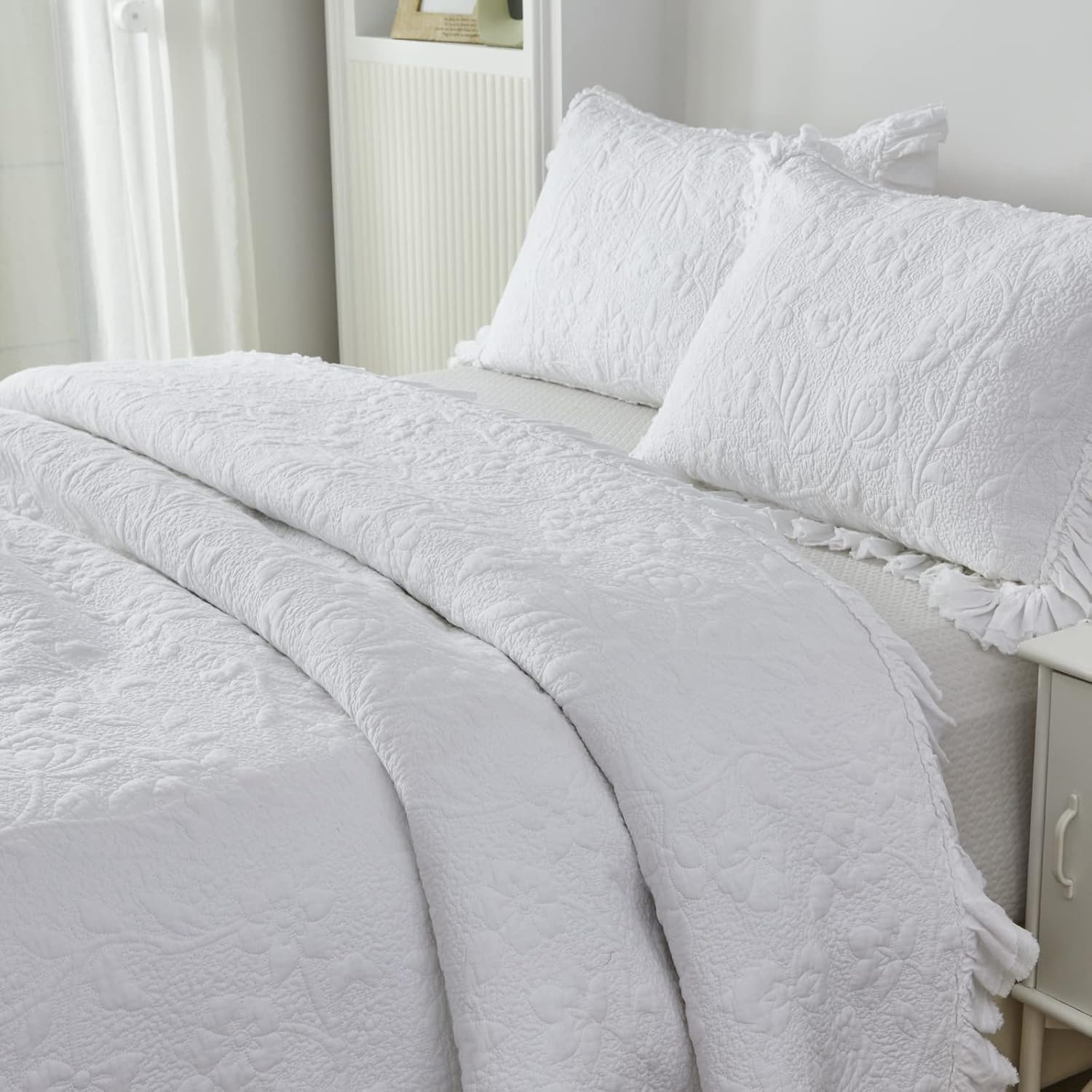 Brandream 5-Piece Quilt Set Cotton Matelasse Coverlet Luxury Farmhouse Bedspread