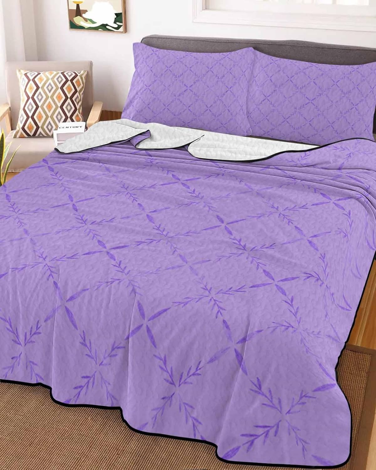 PRINT PICTURE ARTHOME Twin XL Purple Quilt Set 1