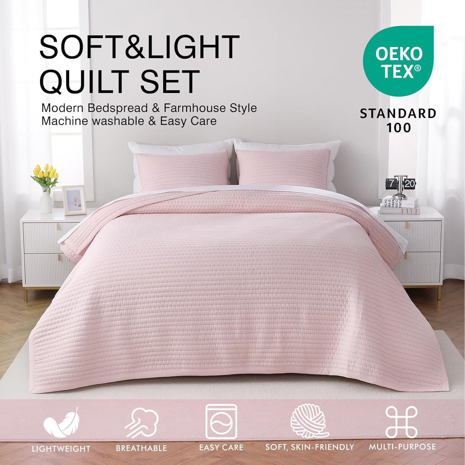DAWNDIOR Max Oversized Quilt Set Pink