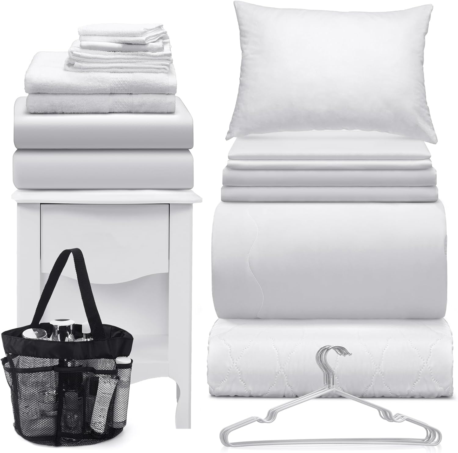 Hahafelt 26 Pcs College Dorm Bedding Set Twin XL White Essentials