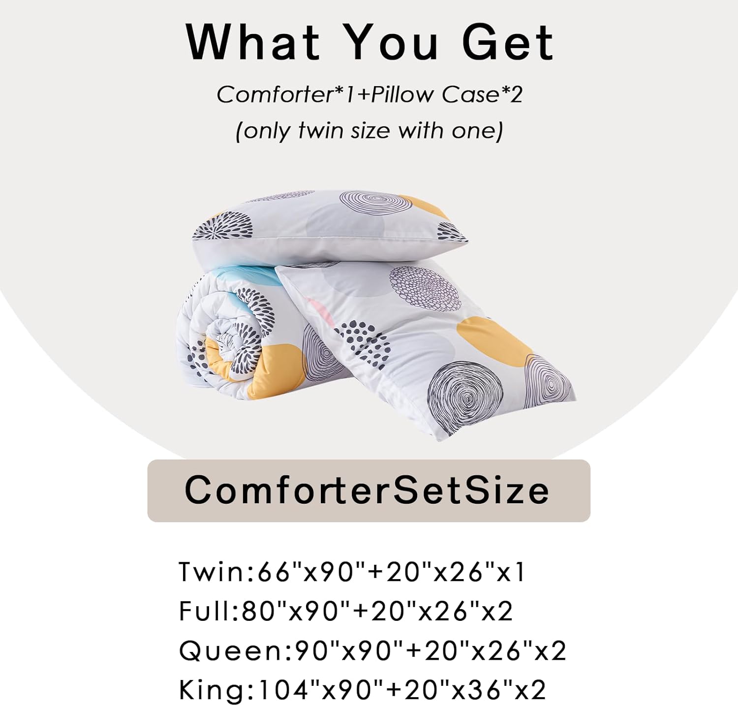 3 Piece Twin Comforter Set with Pillow Cases - Dream Circle
