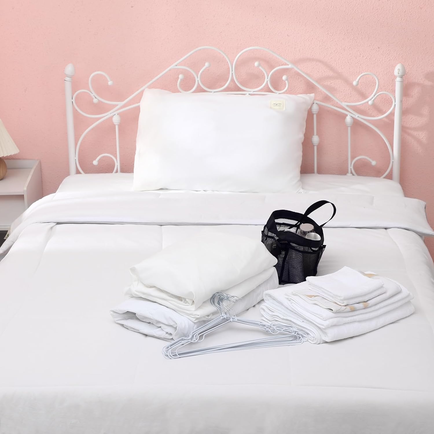 Hahafelt 26 Pcs College Dorm Bedding Set Twin XL White Essentials