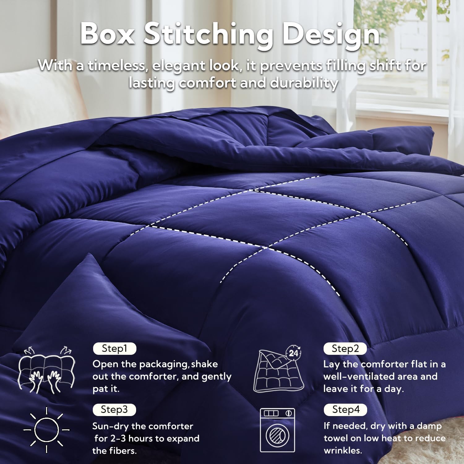 MRHM Reversible Comforter Set Navy Blue