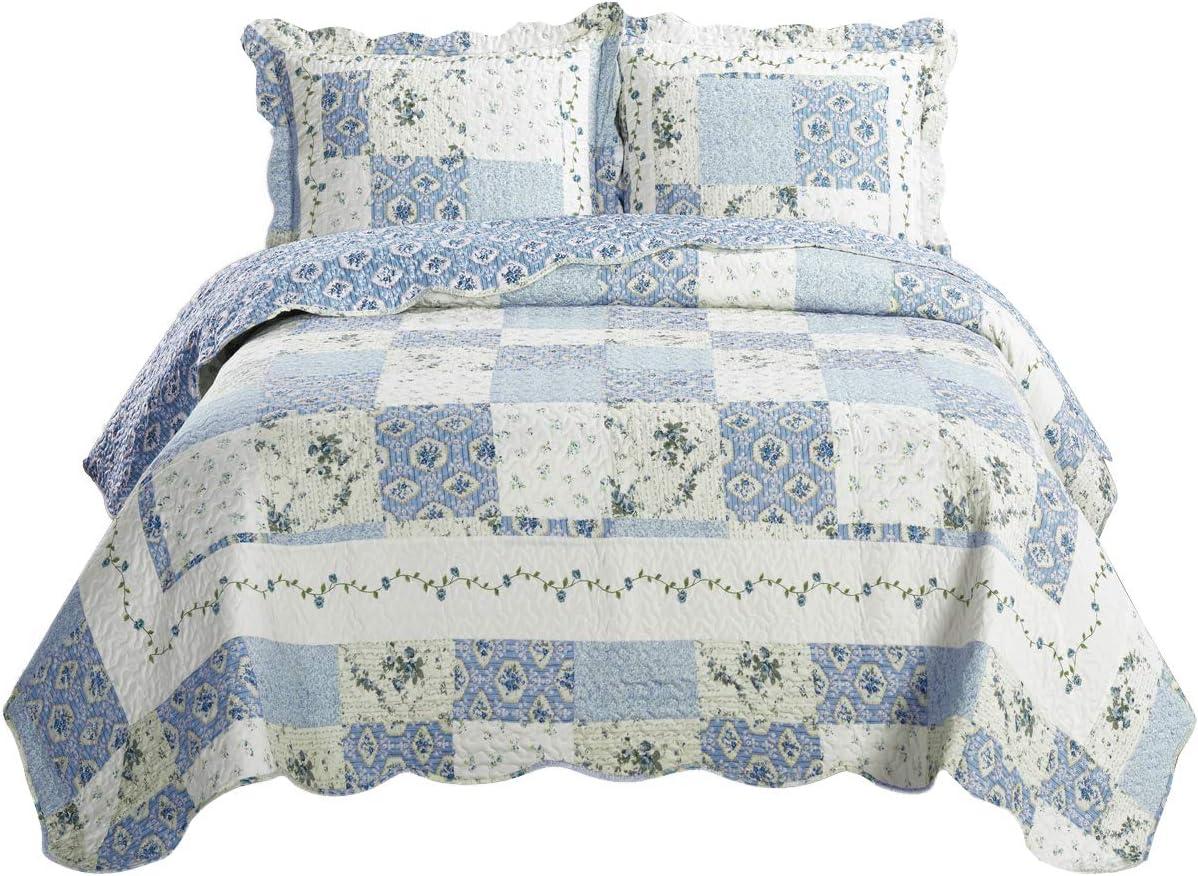 5-Pcs Bedspread Set Twin XL Microfiber Brea Print