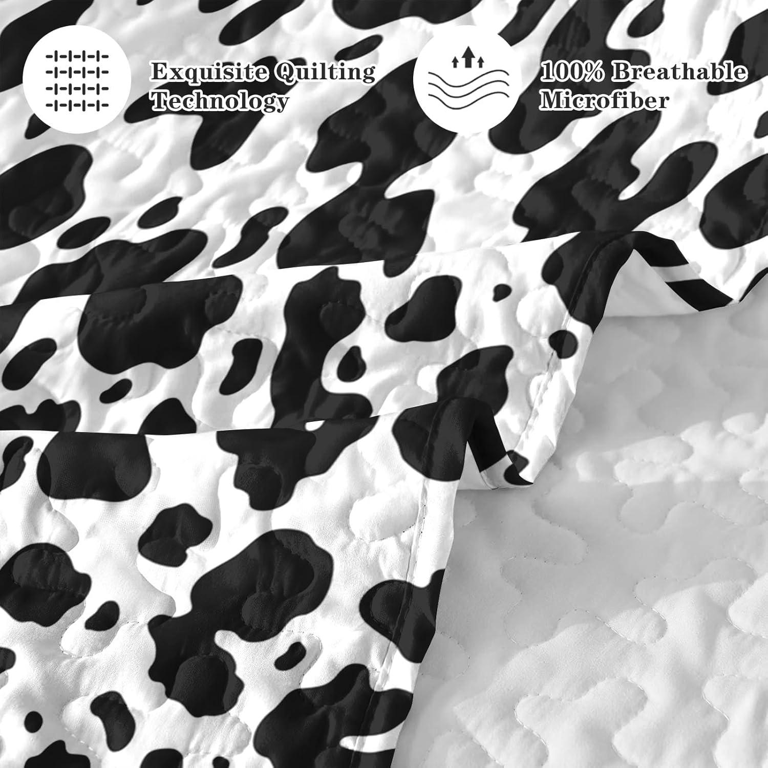 Pamnest Quilt Set Full Queen 3 Pcs Cow Print Bedding