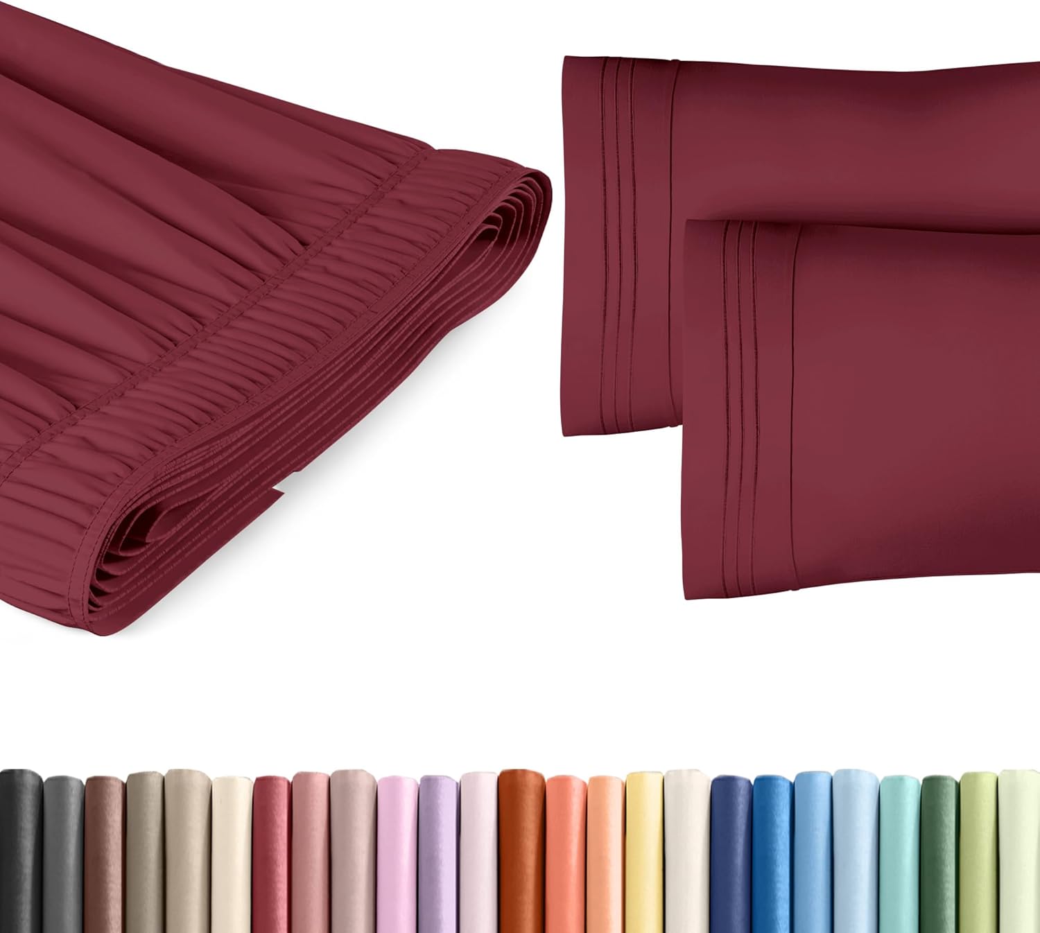 CGK Unlimited Wrap Around Dust Ruffle Bed Skirt Set - Burgundy 1