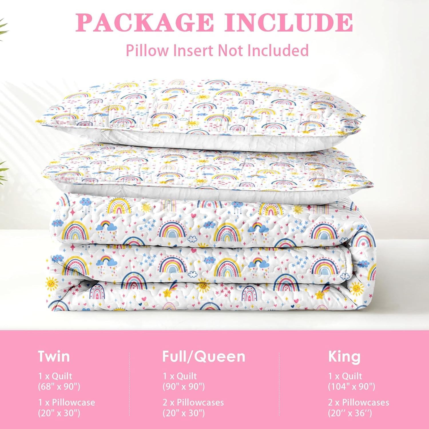 Pamnest Quilt Set Twin Size Rainbow Cartoon 2 Pcs