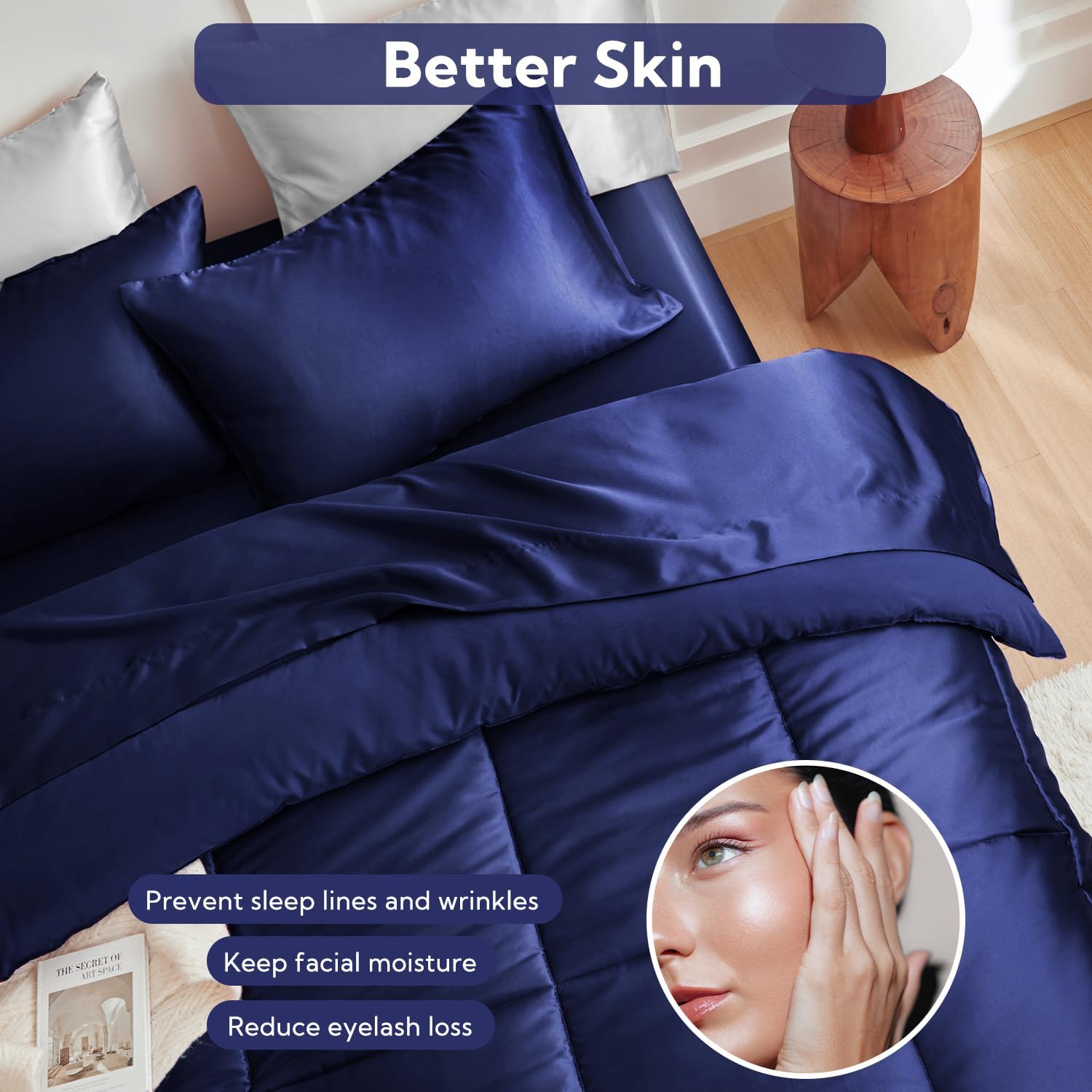 MRHM Reversible Comforter Set Navy Blue