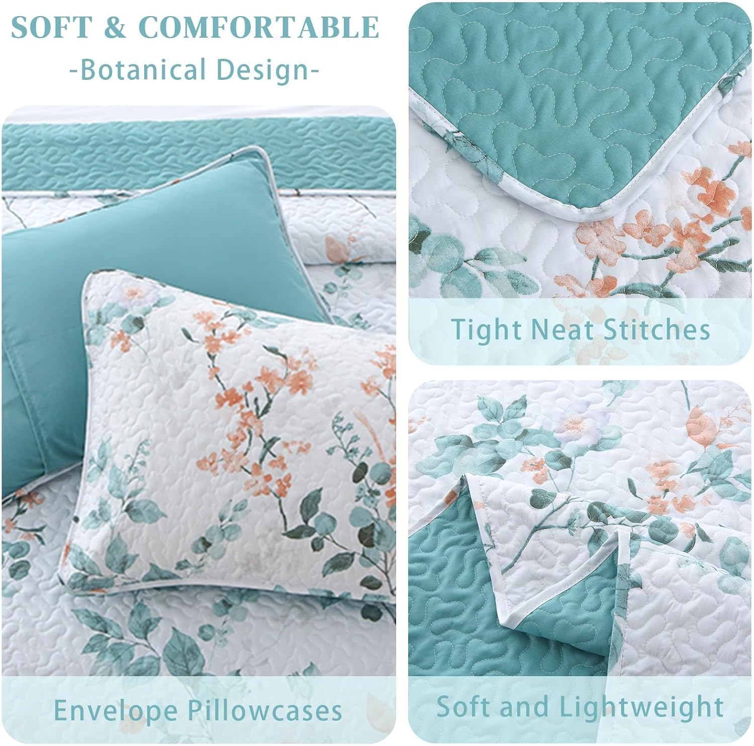 Heymybed Botanical Queen Quilt Set with 3 Pieces 1