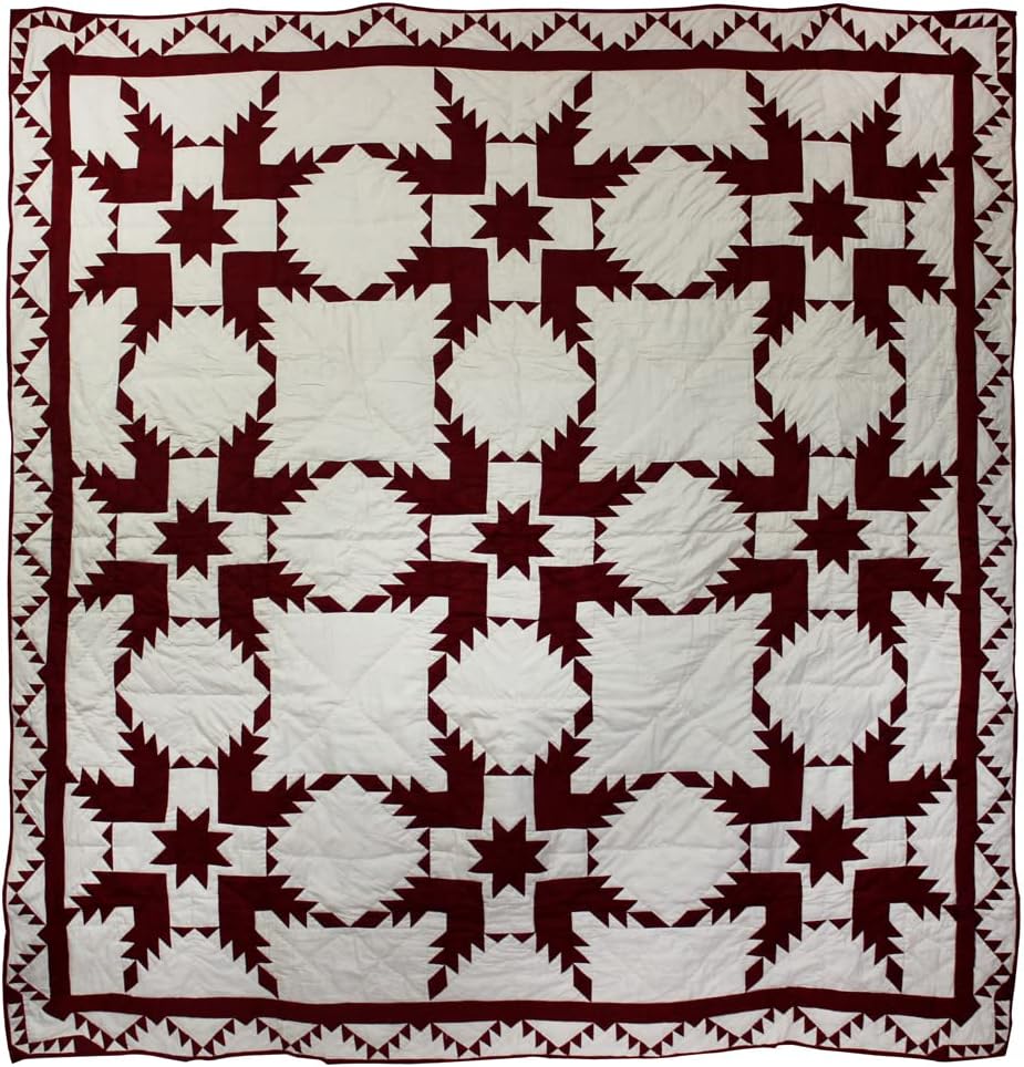 Patch Magic Red Feathered Star Super Queen Quilt Set
