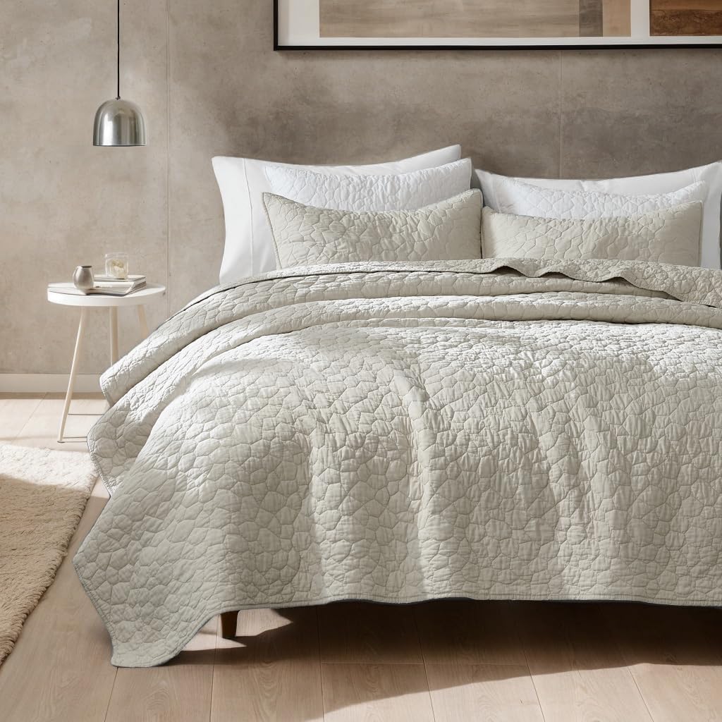 Palassio Beige Cotton Quilt Twin Set with Pillow Sham