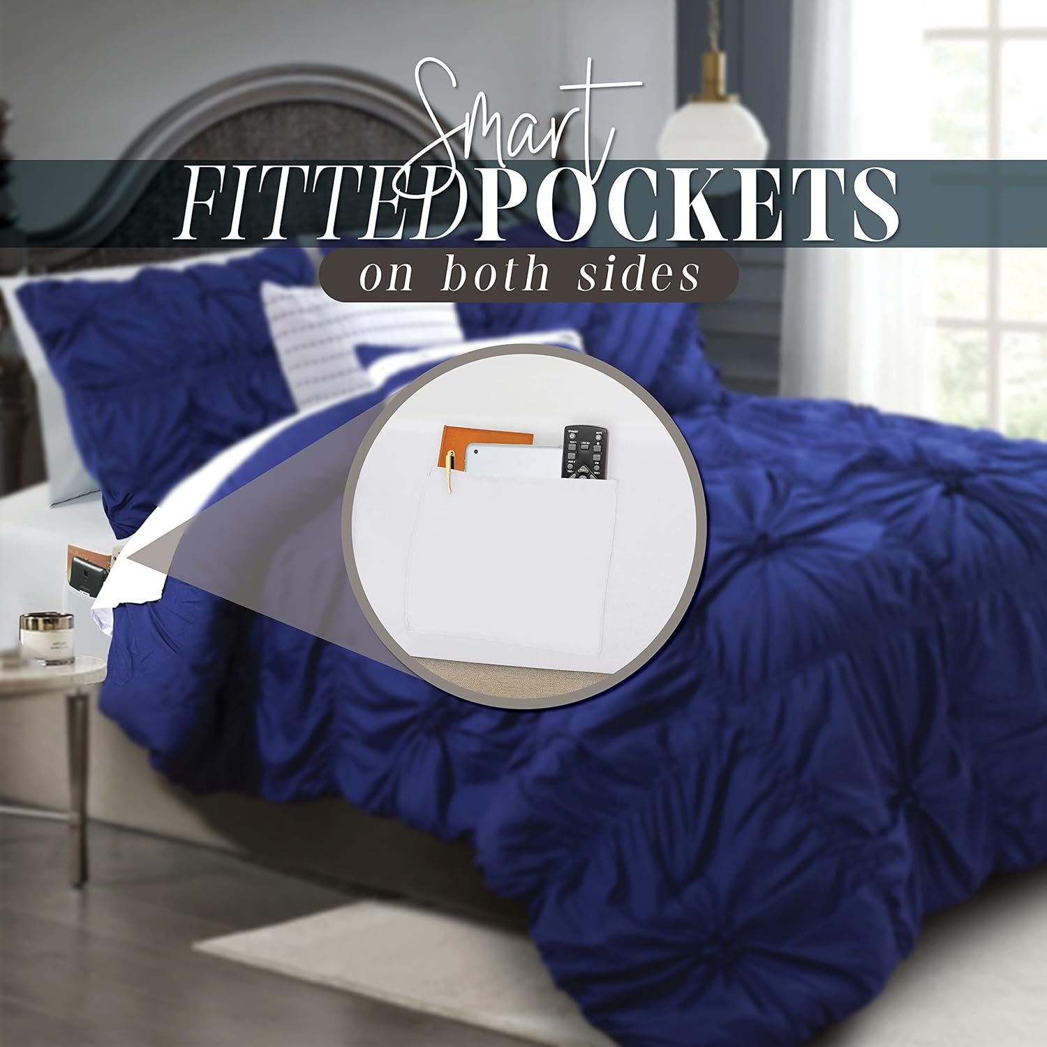 Elegant Comfort Amy 12-Piece Comforter Set Queen Blue