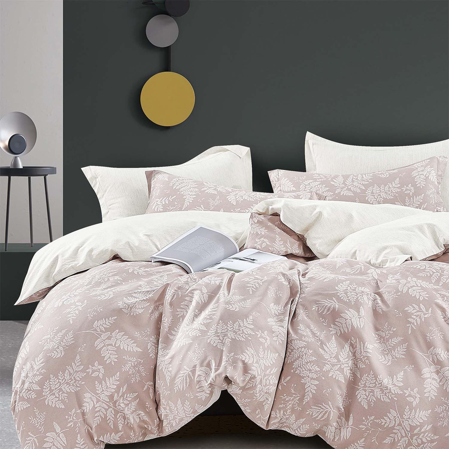 ALEISSEL Natural Cotton 3pcs Queen Comforter Set Dusty Pink