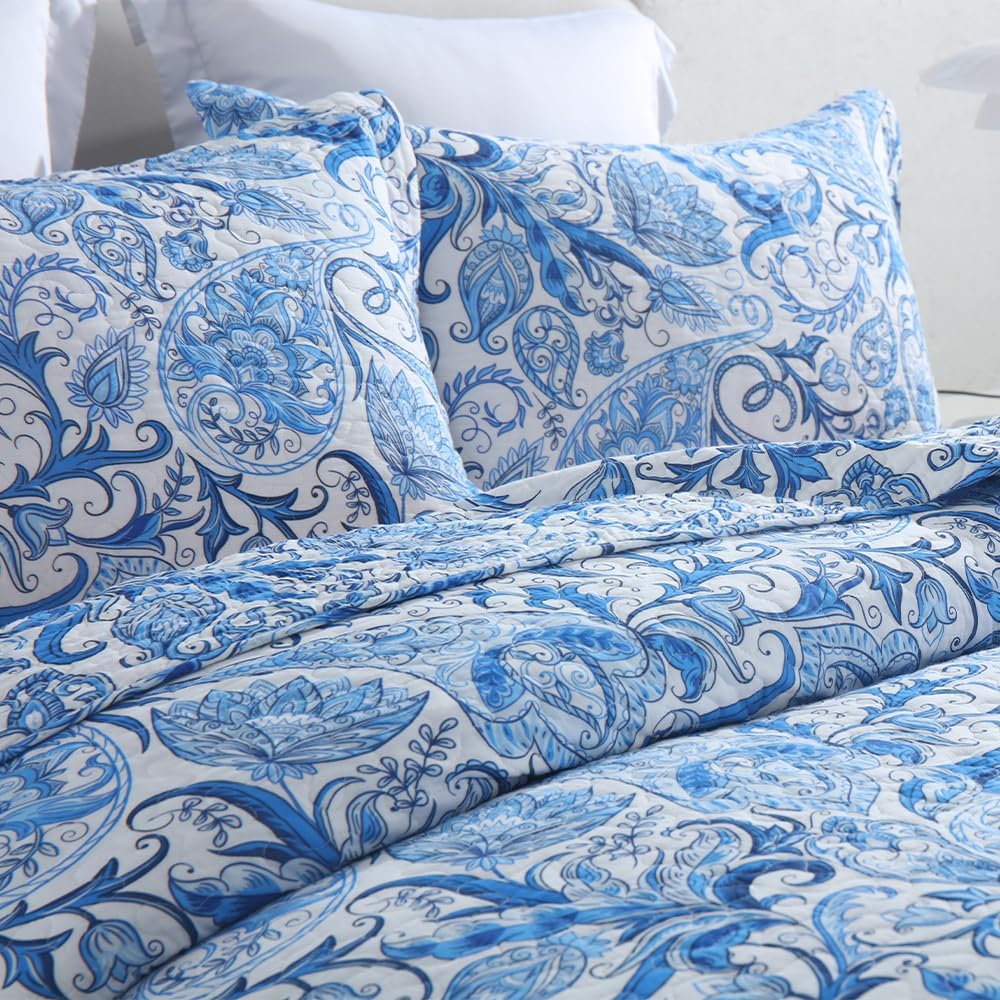 Camandy Cotton Quilt Bedding Set Reversible 3 Pieces King Size