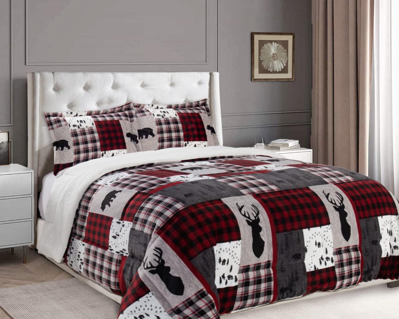 Elegant Comfort 2-Piece Patch Sherpa Comforter Set Twin XL