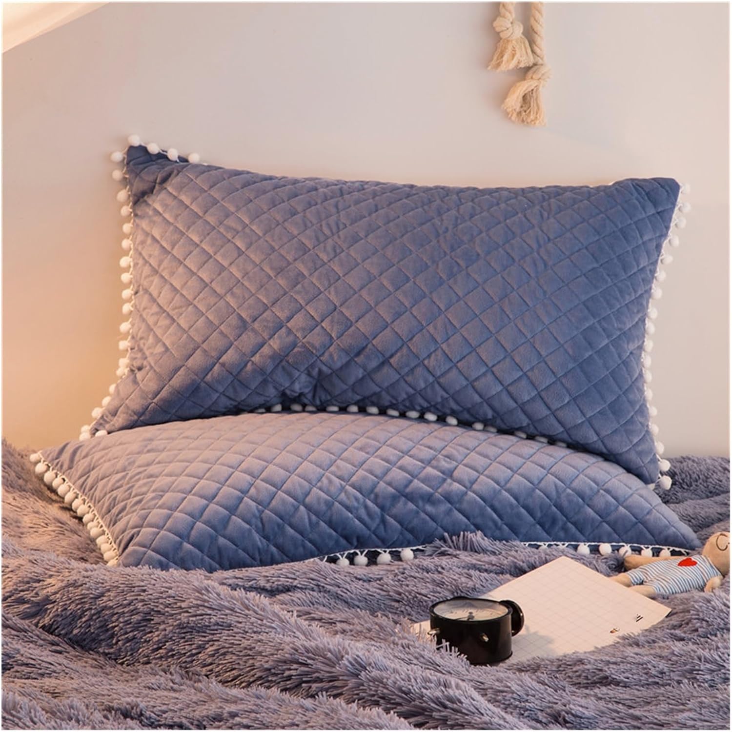 4pcs Blue Super King Green Plush Velvet Duvet Cover Set