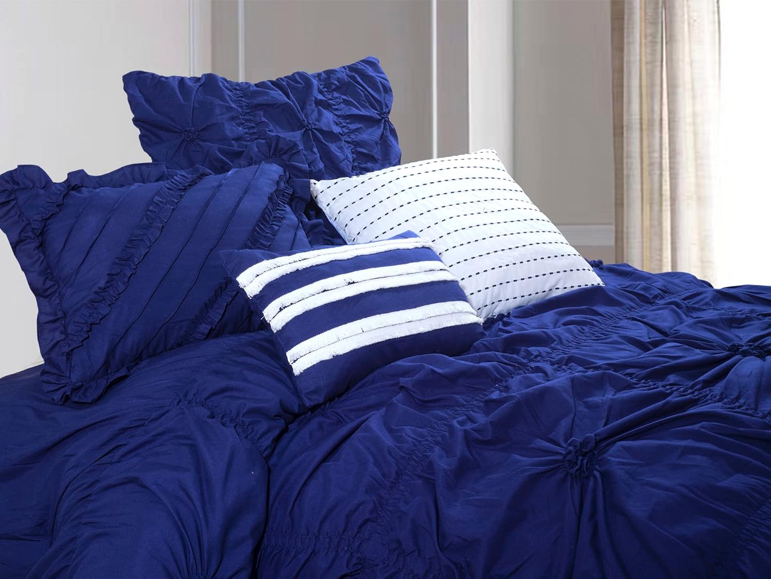 Elegant Comfort Amy 12-Piece Comforter Set Queen Blue