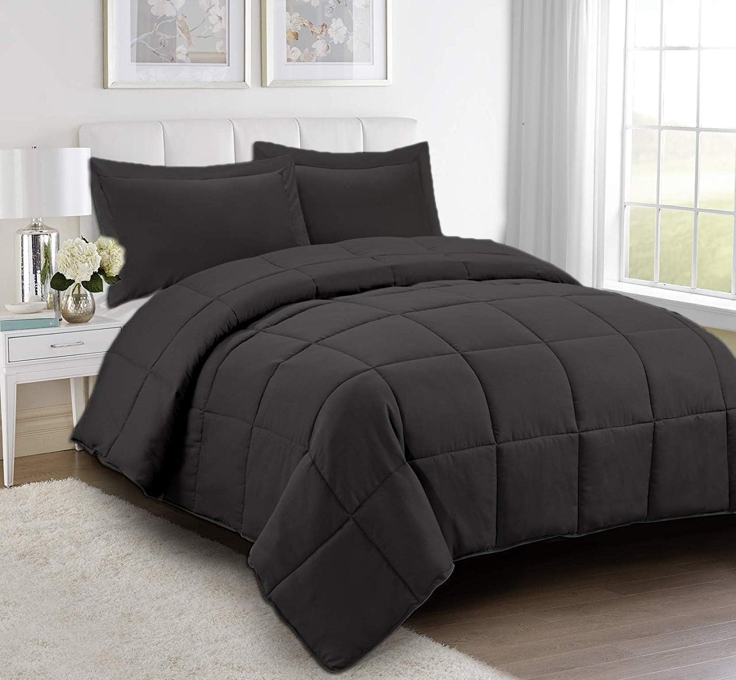 Restilon All Season Cooling Comforter Set 5PCS Dark Grey Super King