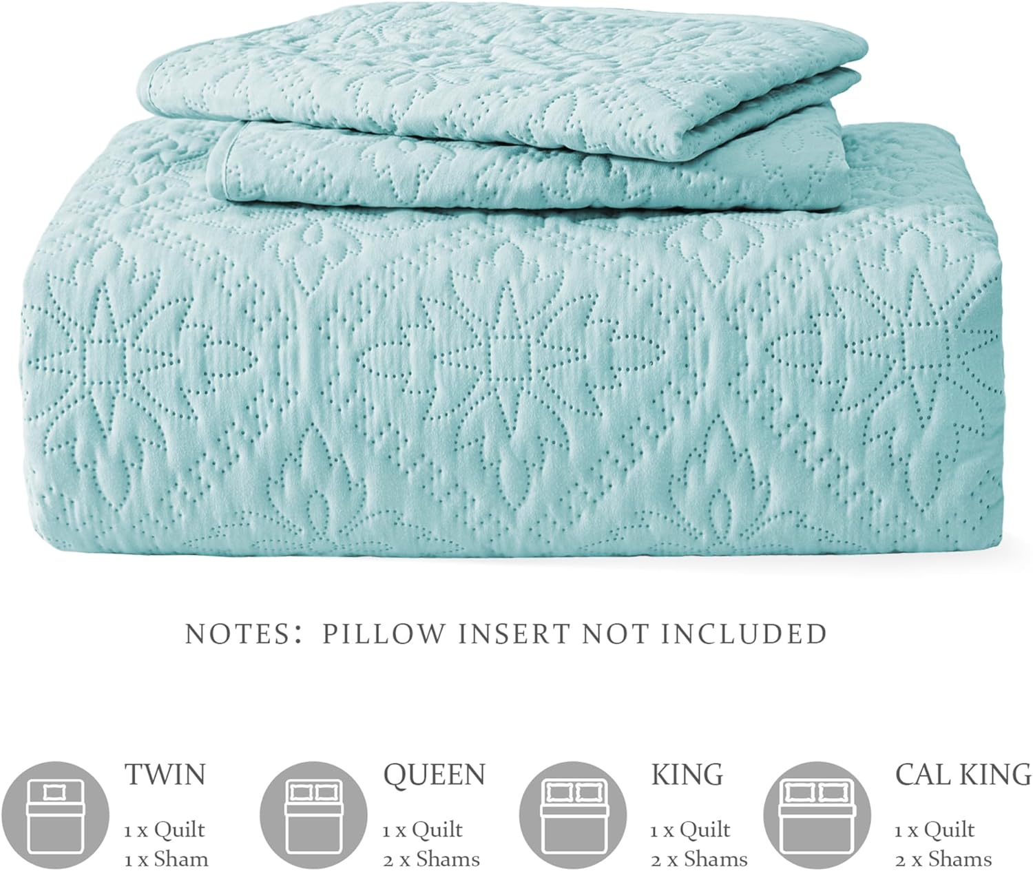 Exclusivo Mezcla Twin Quilt Set Aqua Blue Modern Bedspreads with 1 Pillow Sham