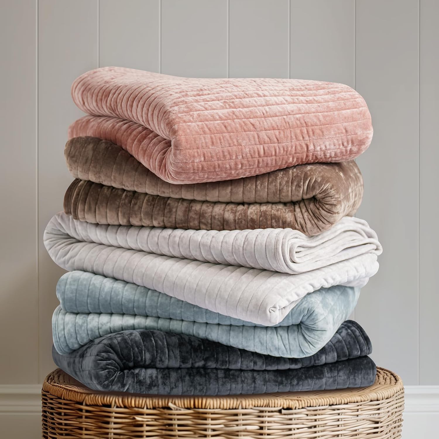 EVERGRACE Velvet Quilt Set King Size with 2 Shams