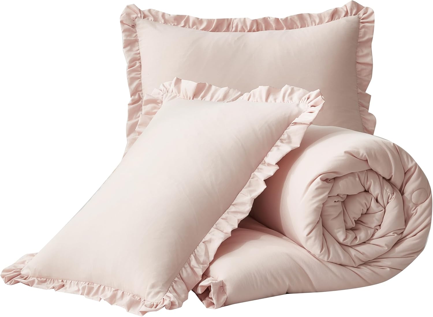 Chezmoi Collection Nora 3-Piece Comforter Set Queen Blush