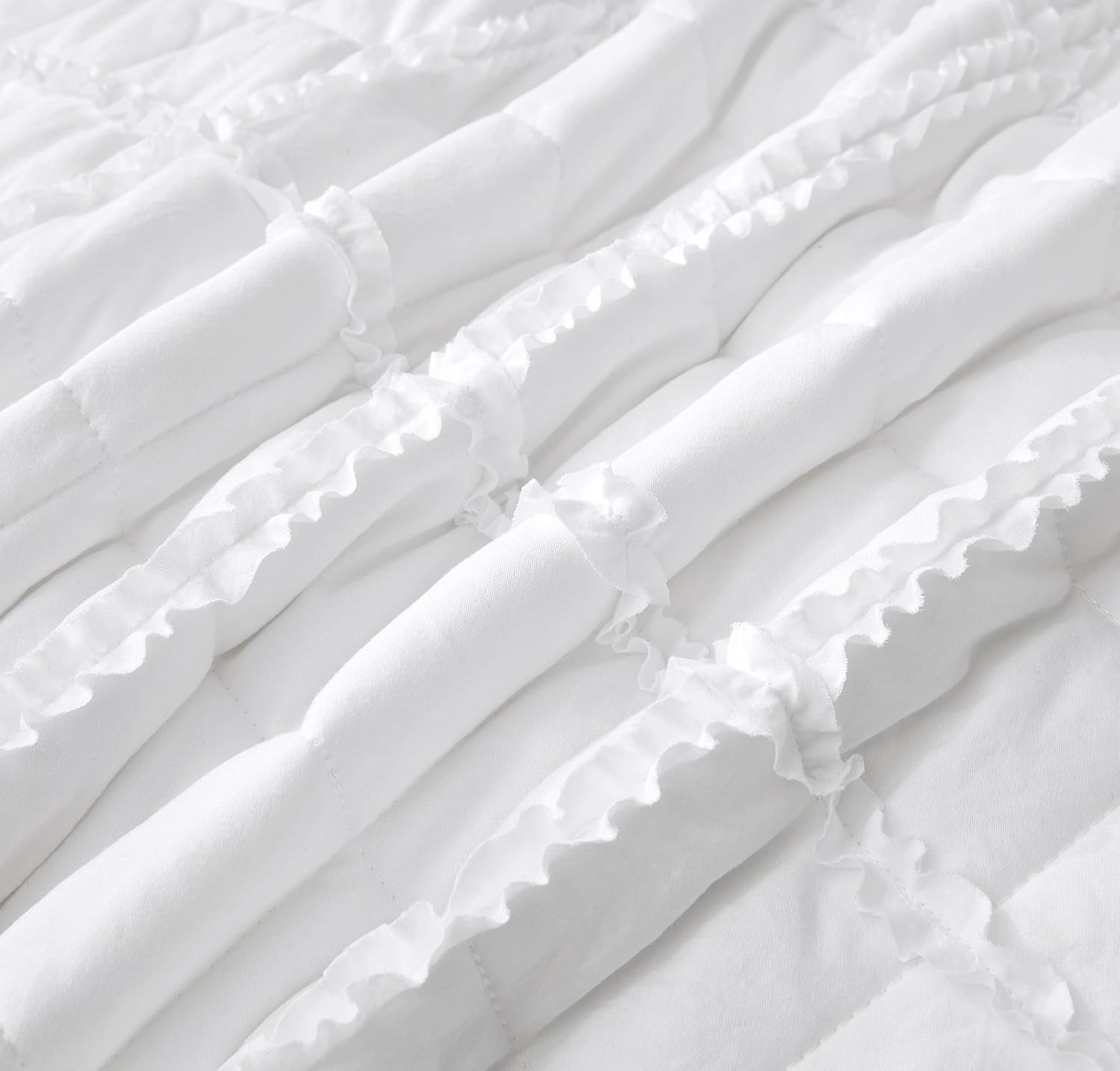 Chezmoi Annabelle 2-Piece White Quilt Set - Twin Size