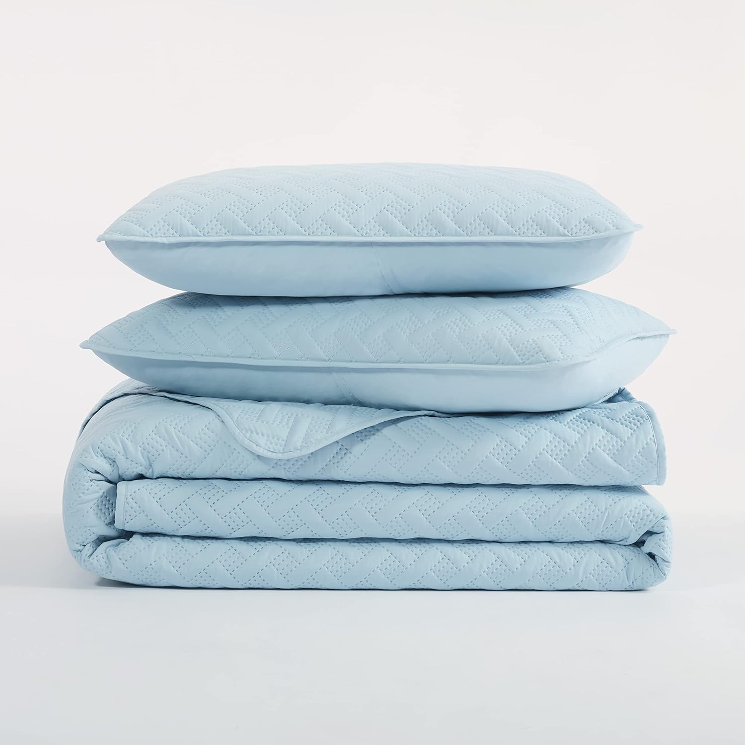 Serta ComfortSure Soft 3-Piece Quilt Bedding Set Light Blue