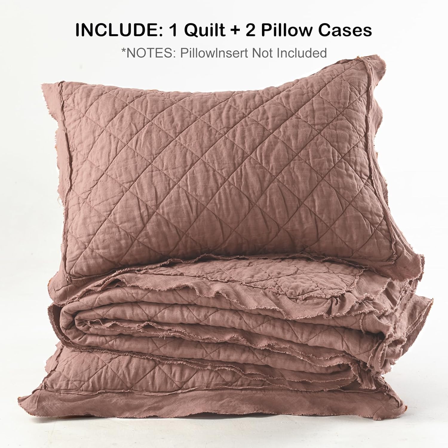 HORIMOTE HOME Linen-Cotton Queen Quilt Set with Pillow Shams